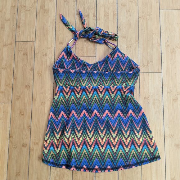 J2 (J Squared) Multi Color A-line Halter Top (S) - Picture 2 of 4